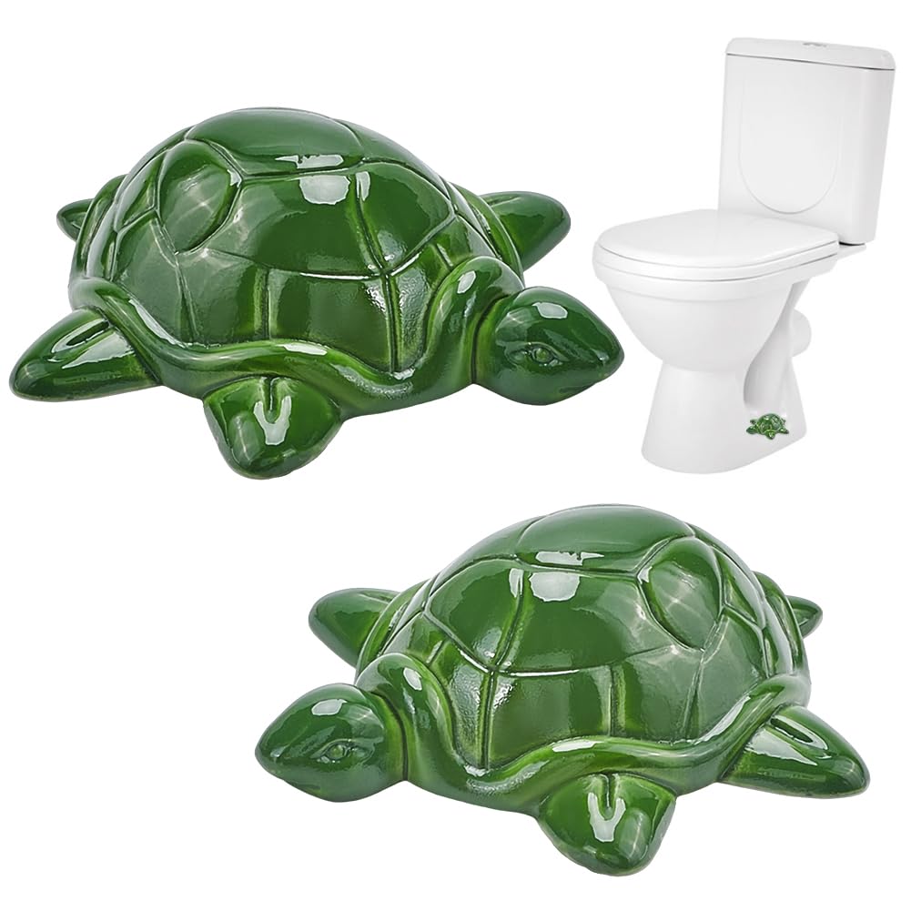 CREATCABIN 2Pcs Sea Turtle Toilet Bolt Caps Decorative Resin Toilet Bolt Covers for Bottom of Toilet Screw Cover Caps Green Tortoise Toilet Knob Covers for Bathroom Decor Accessories 3x1x2.5Inch