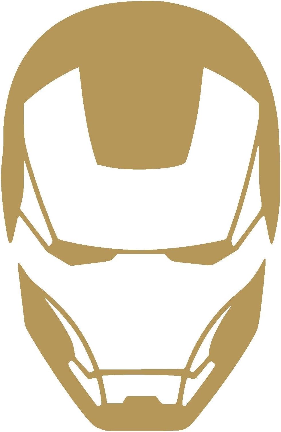 EmilyQ Iron Man FACE Vinyl Sticker Decal (2.6" x 4", Gold)