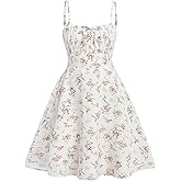 Floerns Girl's Floral Print Sleeveless Ruched Ruffle Hem A Line Cami Short Dress