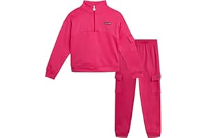 bebe Girls Sweatsuit Set - 2 Piece Fleece Quarter Zip Mock Neck Sweatshirt and Athletic Cargo Sweatpants Activewear Set