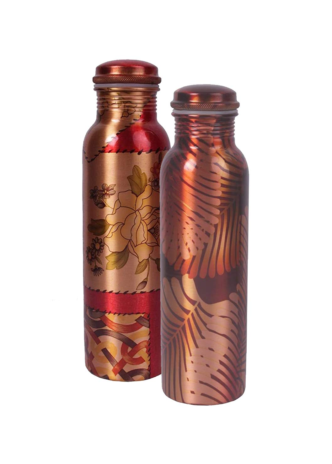 Bona fide pure copper bottles 1000 ml each leak proof joint free water bottle set newly outside printed design