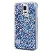 Galaxy S5 Case, Galaxy S5 Neo Case, Galaxy S5 Liquid Glitter Case,PHEZEN 3D Creative Design Shiny Quicksand Flowing Bling Glitter Sparkle Heart Clear Hard Case for Samsung Galaxy S5 - Blue Diamonds
