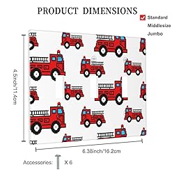 Pznen Triple Toggle Wall Plate, Fire Truck Cartoon