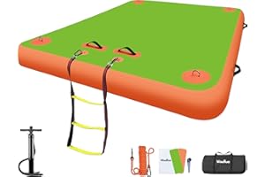 Wauffua Inflatable Floating Dock for Lakes, Thick Lake Floats for Adults, Non-Slip Air Dock Platform with Portable Carrying Bag and Ladder, Floating Platform Island for Pool Beach Ocean