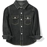 OCHENTA Boys Denim Button Down Shirt Long Sleeve Lightweight Chambray Tops