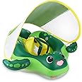 Sloosh Baby Swimming Floats with Removable Sun Canopy, Inflatable Baby Pool Float, Sea Turtle Design Infant Swim Float Ring Swimming Pool Accessories for Age 6-36 Months