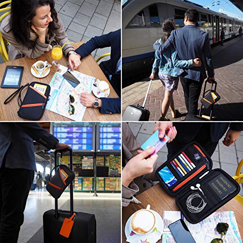 RFID Blocking Travel Wallet and Family Passport Holder Document Organizer Case for Multiple