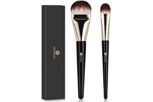 KINGMAS 2Pcs Flat Foundation Brush, Korean Makeup Brush, Tongue-Shape Concealer Contour Brush for Liquid Cream Blending