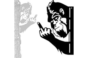 Tiinasol Peaking a Boo Flipping Off Bigfoot Animal Metal Sign Art Ornament, Animals Peeking Around Metal Sign, Rnament Peeping Around Garden, Suitable for Decorating Farm Gardens Ornaments