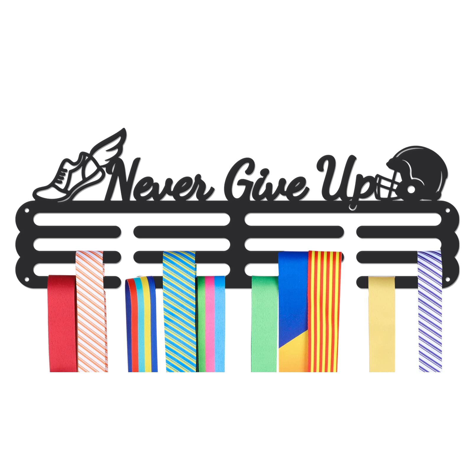 NBEADS Medals Hanger Display Holder Rack, Never Give Up Medals Display Wall Mounted Frame Sports Medal Holder Racks for Competition Medal Ribbon Wall Hanging Display