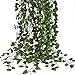 HOGADO Fake Vines, 79 FT Artificial Hanging Plants Silk Golden Devil's Ivy Leaves for Reptiles Wall Livingroom Outdoor Party Festival Decor Pack of 12