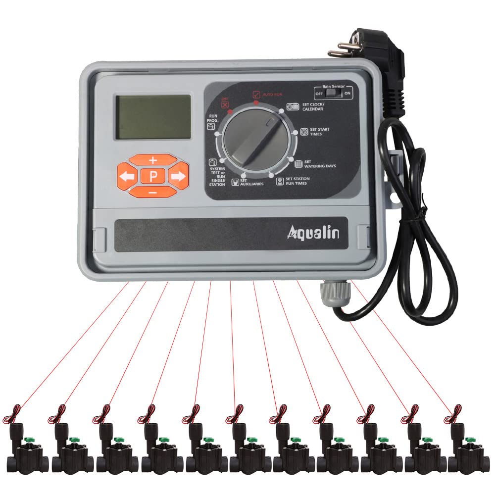 11 Station Garden Automatic Irrigation Controller Hose Water Timer Watering System Computer with EU Standard Internal Transformer