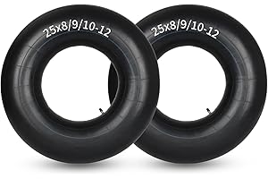 GICOOL 25x8/9/10-12 Butyl Inner Tubes, 2 Pack with TR6 Valve Stem, Heavy-Duty ATV Inner Tubes, Replacement Tubes for Tractors, ATVs, Trailers, Garden Wagons, Golf Carts