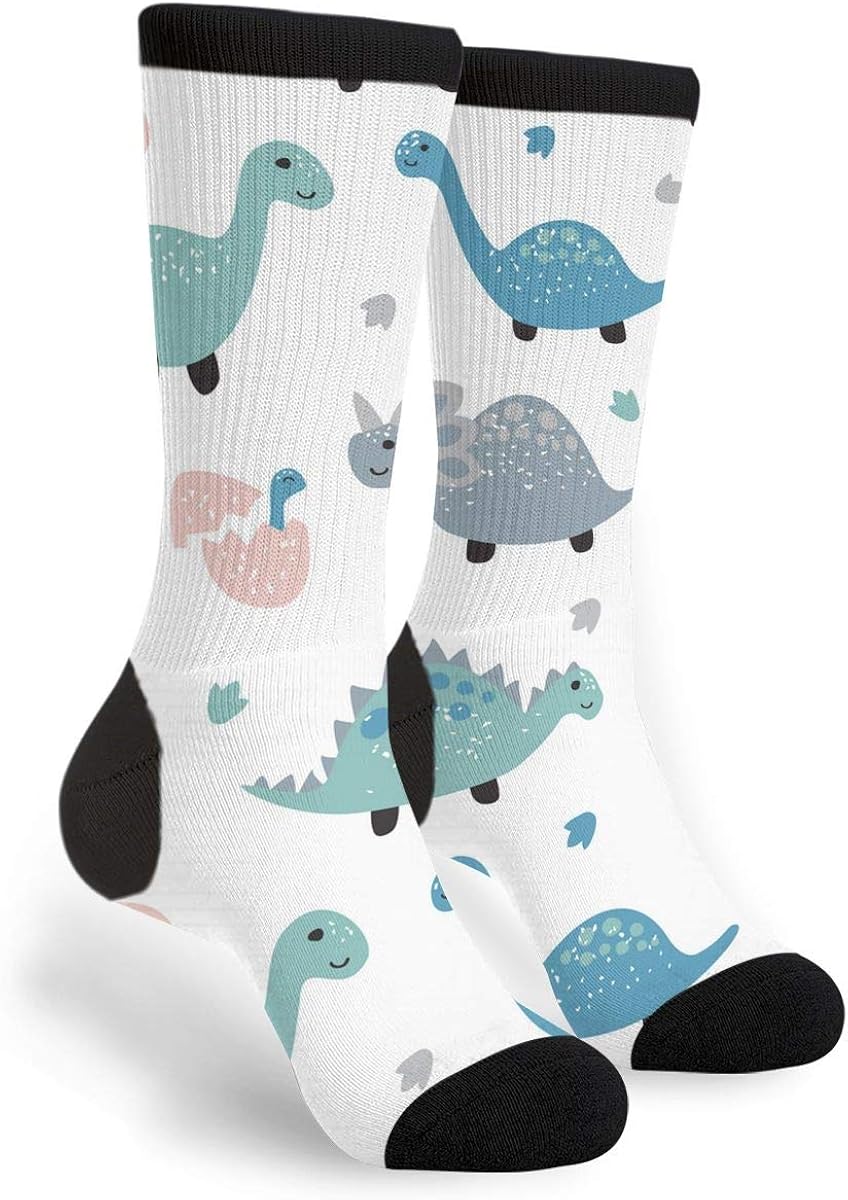 Cartoon Dinosaurs Socks Men's Women's Fun Novelty Crew Socks Amazon.ca Clothing & Accessories