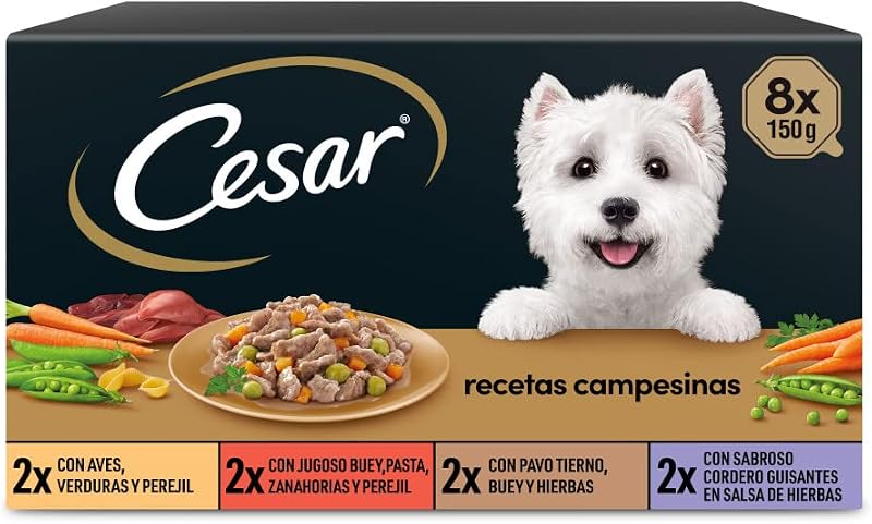 Les Recettes de Campagne Mini Filets en Sauce 8 X 150 g, 4 Variétés en Barquette pour Chiens - Lot de 3