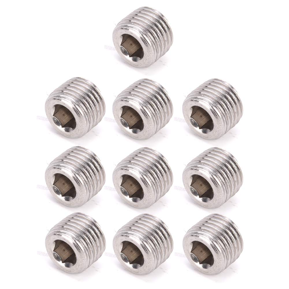 Dioche Hex Plug Head, 1/2 bsp Blanking Plug, 10pcs 304 Stainless Steel Pipe Fitting Plug Head Male Thread BSPP Hex Plug Head