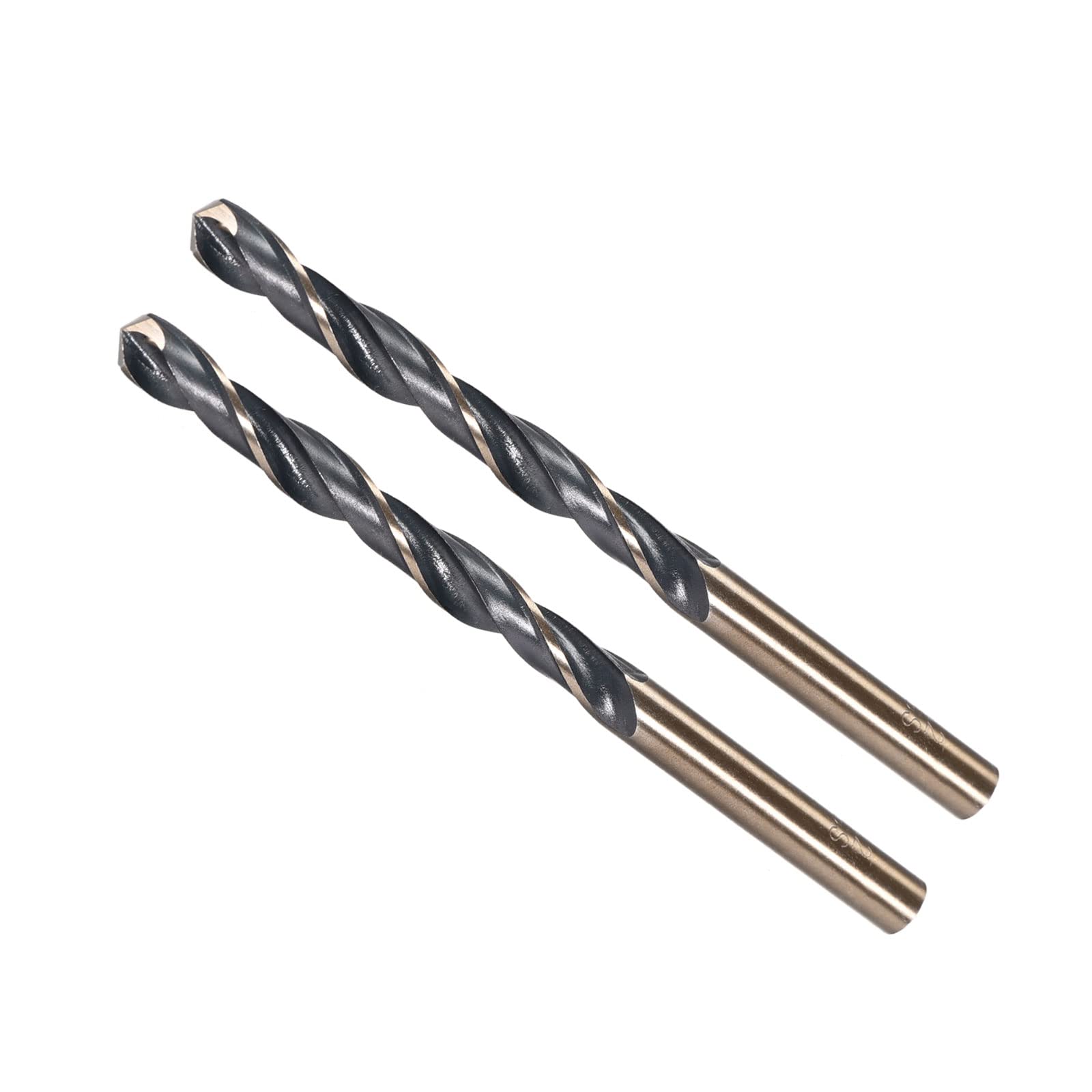 CoCud Twist Drill Bits, 6.2mm Cutting Edge, Titanium & Nitride Coated High Speed Steel 4341 Round Shank - (Applications: for Stainless Steel Drilling Machine), 2-Pieces — image 1