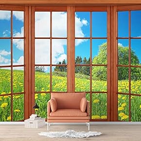 Wall Murals for Bedroom Vies from French Window Design Removable Wallpaper Peel and Stick Wall Stickers - 66x96 inches