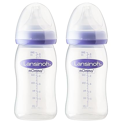 Lansinoh 75890 Weithalsflasche mit NaturalWave Sauger Gr. M, 2 Stück, 240 ml