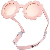 COCOSAND Toddler Sunglasses with Strap Polarized Lens Retro Flexible Flower Frame for Baby Kids Boys Girls Age 3-24 Months