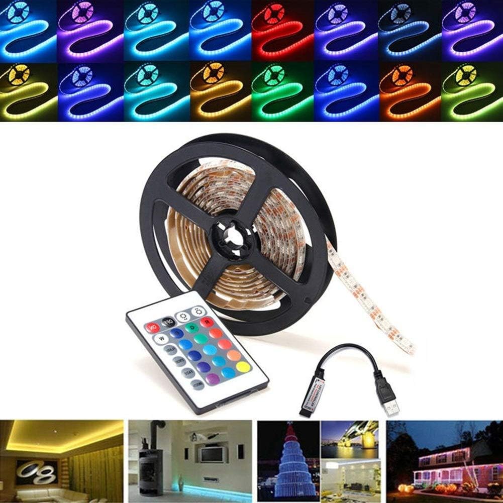 Decorative Lights 0.5/1/2/3/4/5M RGB SMD5050 LED Strip Light Waterproof TV Backlilghting Kit + USB Remote Control DC5V Control Light (Size : 4M)