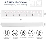EXTRASTAR 6 Way Extension Lead 13A UK Plug 2m White Power Strip view 2