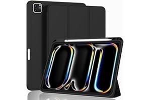 ZryXal New iPad Pro 13 Inch Case M4 (2024 Model, 7th Generation) with Pencil Holder, Smart iPad Case [Support Pencil Pro and Pencil (USB-C)], Support Touch ID and Auto Wake/Sleep (Black)