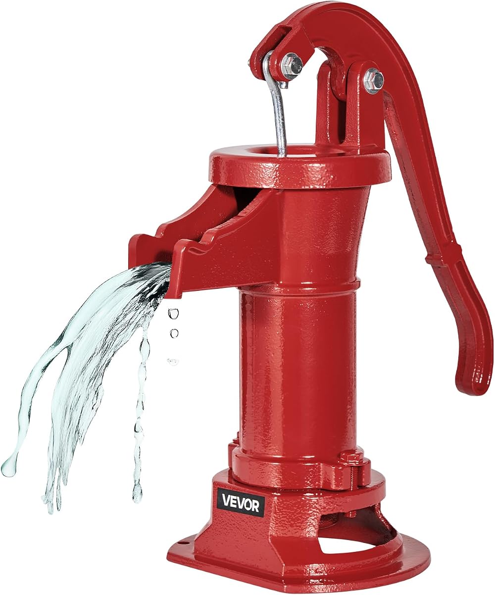 VEVOR Cast Iron Hand Pitcher Pump 25ft Lift Antique Manual Water Pump 1-1/4 NPT