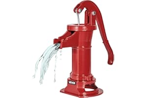 VEVOR Well Hand Pitcher Pump, 25 ft Maximum Lift, Antique Cast Iron Manual Hand Water Pump, NPT 1-1/4 in Connection, Easy Installation, Old Fashioned for Outdoor Garden, Pond, Backyard, Farm, Red