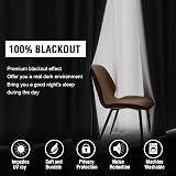 BellaHills 100% Blackout Curtains 66x72 Pencil Pleat 2 Panels Black Liner view 2