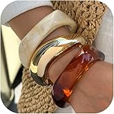AVOGIR Chunky Acrylic Bangle Bracelet for Women Colorful Resin Bracelets Trendy Stack Statement Cuff Jewelry Gift