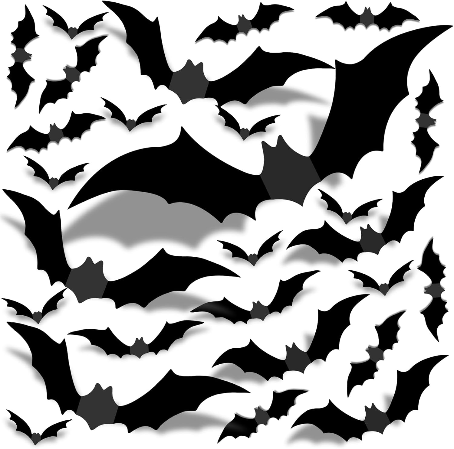 Window Treatments - Halloween 3D Bats Decorations, 72PCS 5 Sizes Bats Wall Decor, Realistic PVC Scary Black Bat Stickers for Halloween Decor Halloween Party Supplies Home Indoor Window Door DIY Decoration