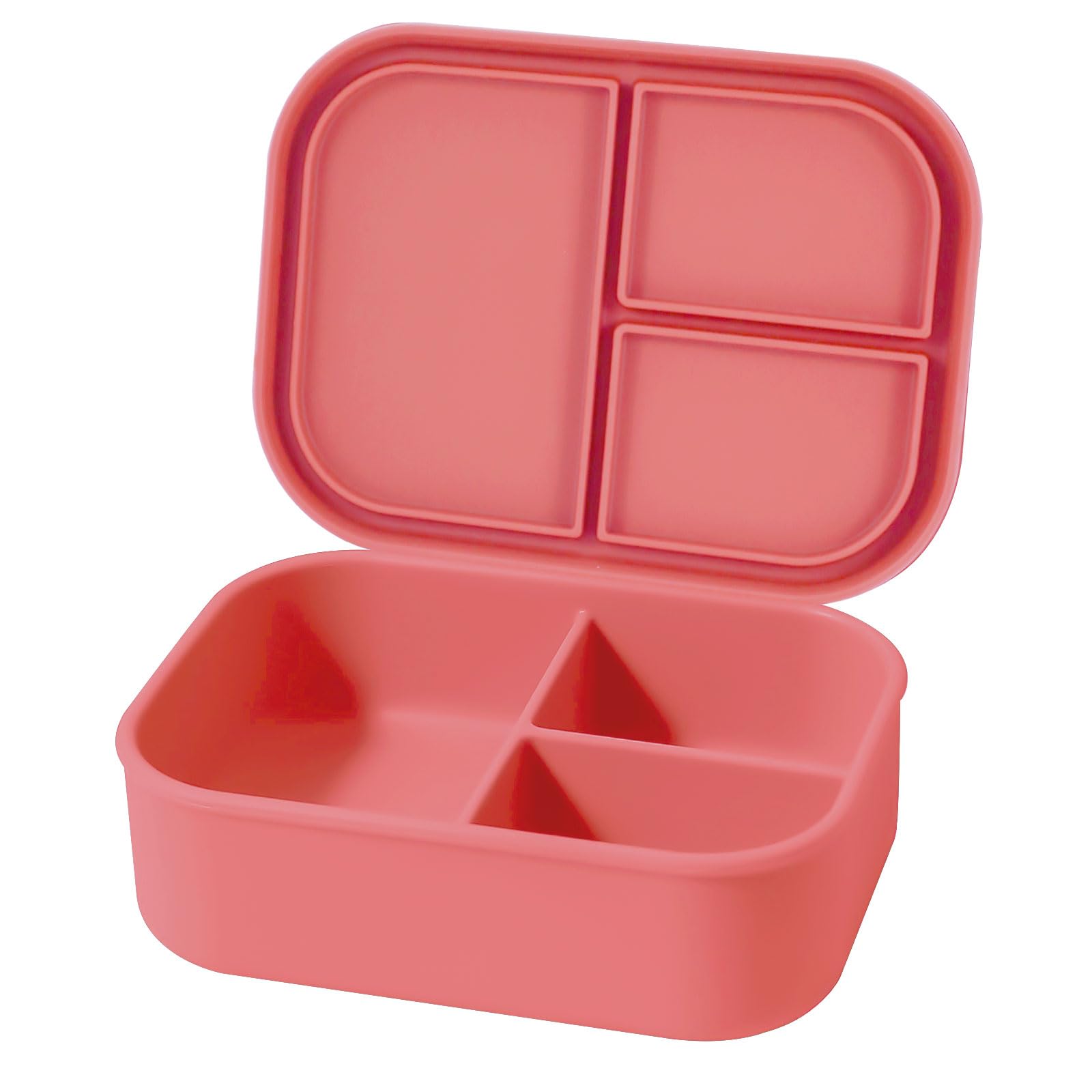 Realand Leak-Proof Silicone Bento Lunch Box, Silicone Lunch Container with 3 Individually Sealed Compartments, Snack Bento Box, Microwave & Dishwasher Safe, Pink