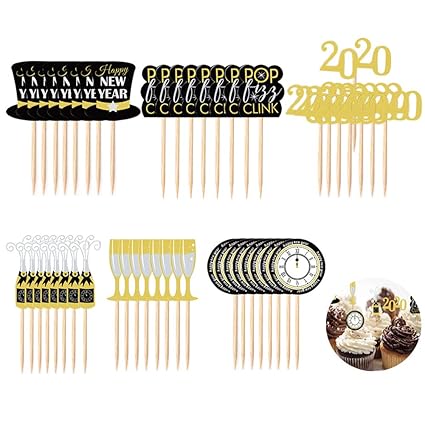 Cupcake Toppers Set Happy New Year Cake Toppers 2020 New Year S