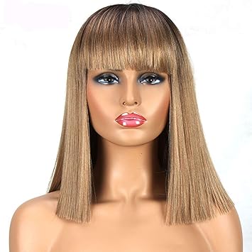 Amazoncom Short Bob Wig For Black White Women Synthetic