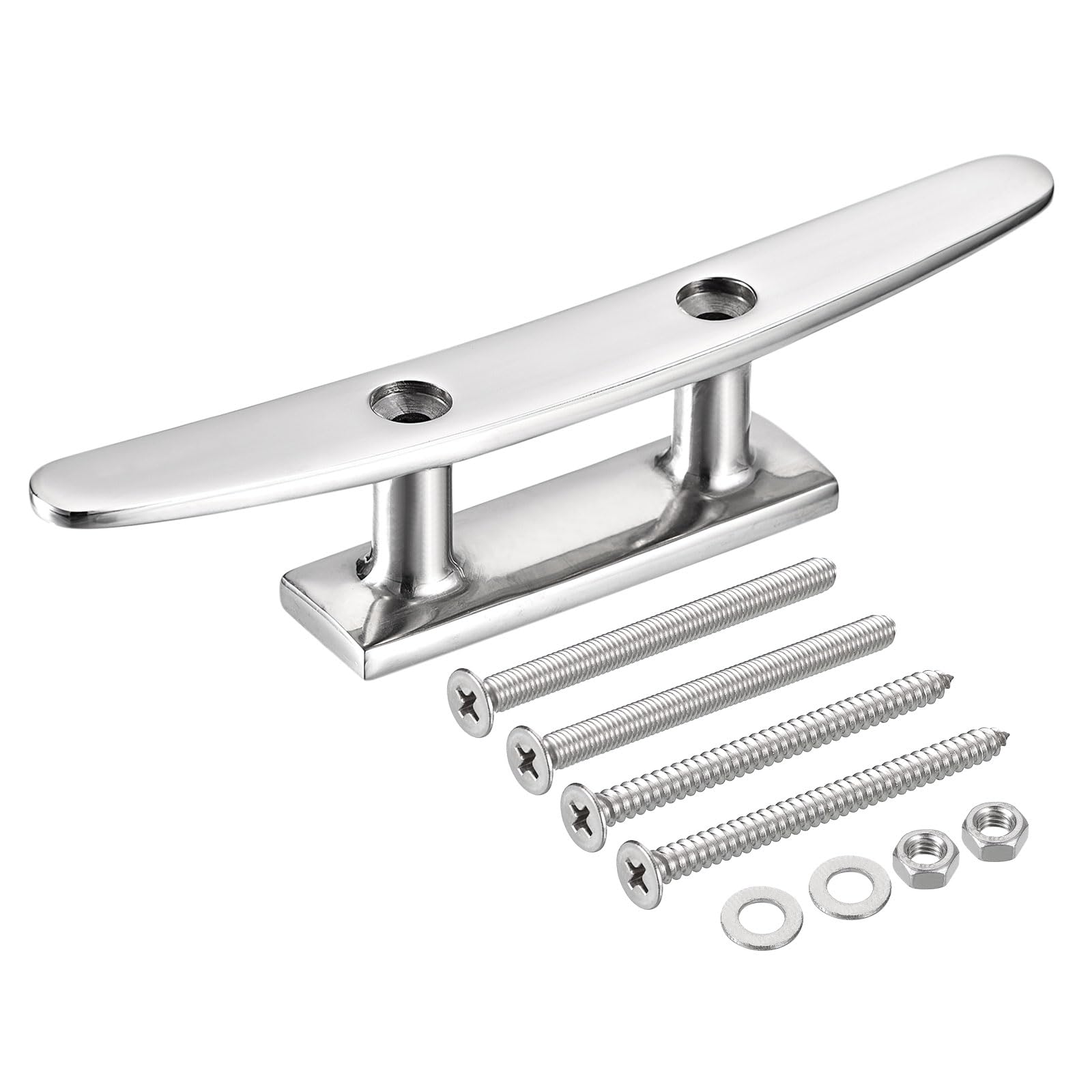 Uxcell 8 Inch Boat Cleat, 1 Pcs 316 Stainless Steel Dock Cleat for Kayak, Yachts, Fishing Boats, Includes Installation Screws