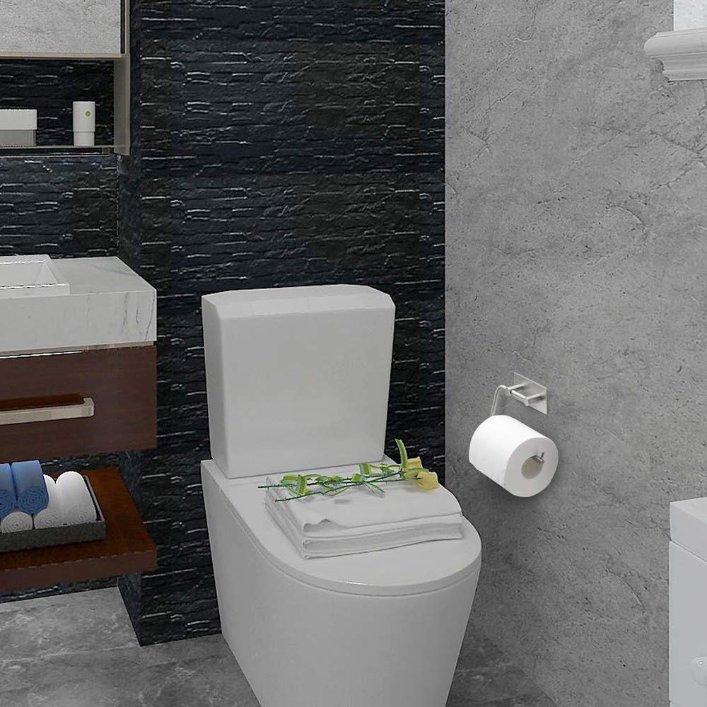 Toilettenpapierhalter für Badezimmer & Küche - Edelstahl Rostfrei, Gebürstetes Finish - Schwenkbarer Arm - Papierhalter Selbstklebend Kein Bohren Kein Werkzeug