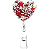 Valentines Badge Reel Heart Badge Holder Retractable Clip Red Love Retractable Badge Holders with Alligator Clip Funny Valentines Nurse Badge Reel for Nurse Doctor Worker ID Accessories