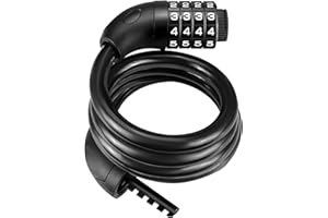 ASKGO Bike Lock Cable with Combination,High Security 4-Digit Resettable Combination Bicycle Lock Anti-Theft, with Mounting Bracket for Bikes and Scooters