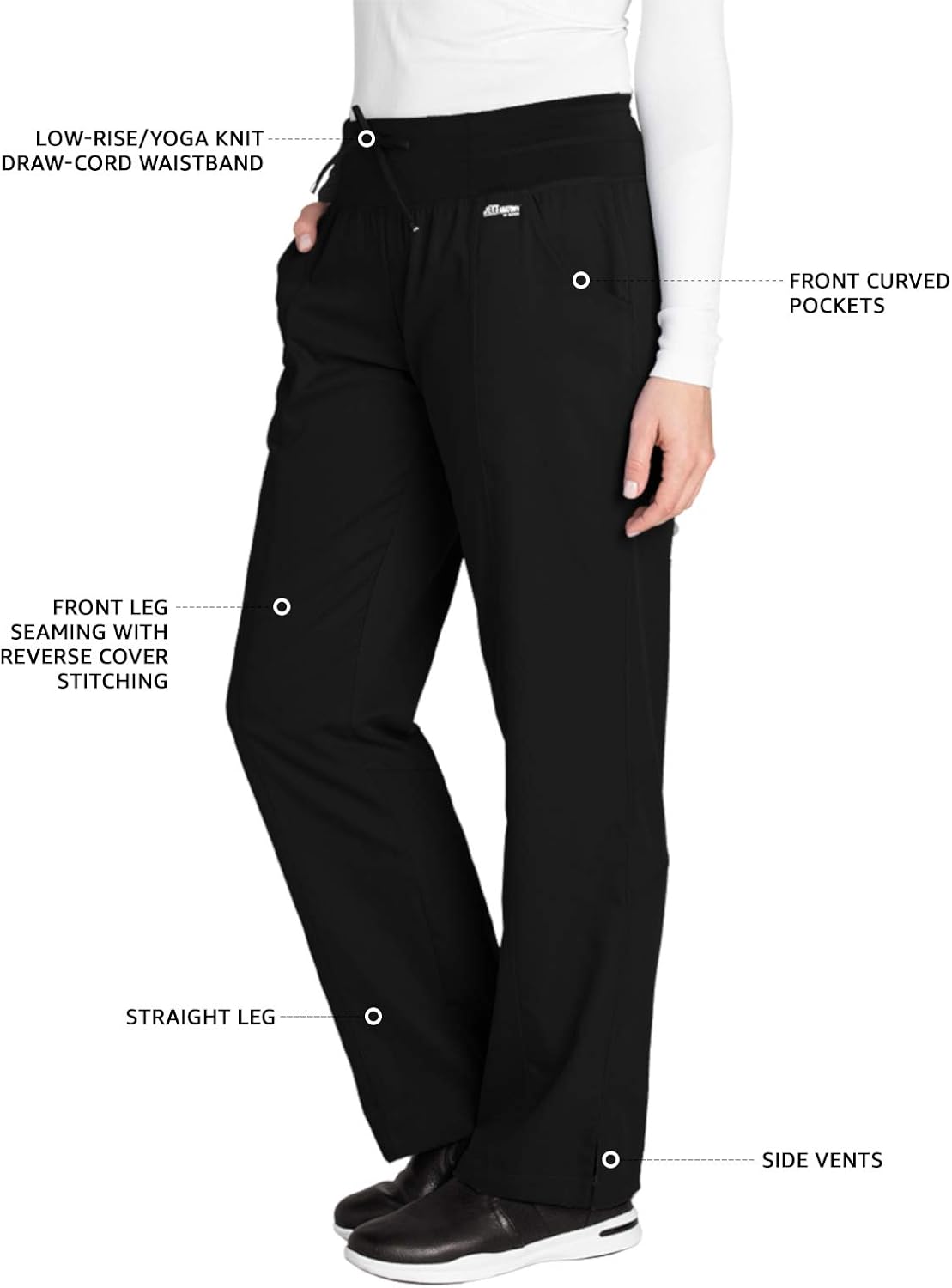 Grey's Anatomy 4-Pocket Yoga Knit Pant for Women– Modern Fit Medical Scrub Pant: Clothing