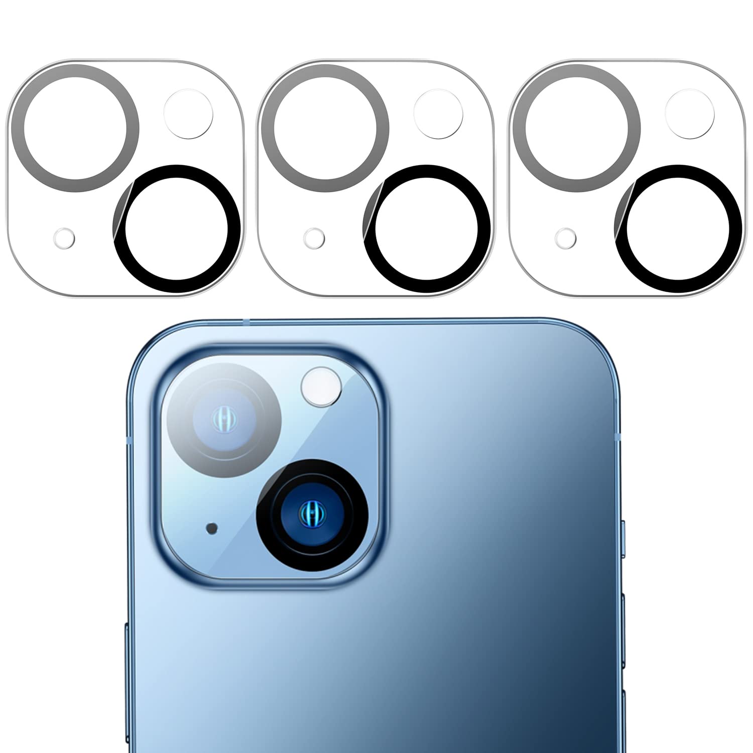 HANKN [3 Pack for iPhone 14 (6.1inch) & iPhone 14 Plus (6.7inch) Camera Lens Protector, Tempered Glass Ultra HD Clear 9H Hardness Support Night Shooting Cover Film Lens Protector Case Friendly