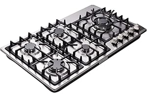 Deli-kit 34 Inch Gas Cooktop Dual Fuel Sealed 5 Burners Stainless Steel Drop-In Gas Hob DK258-A08 Gas Cooker