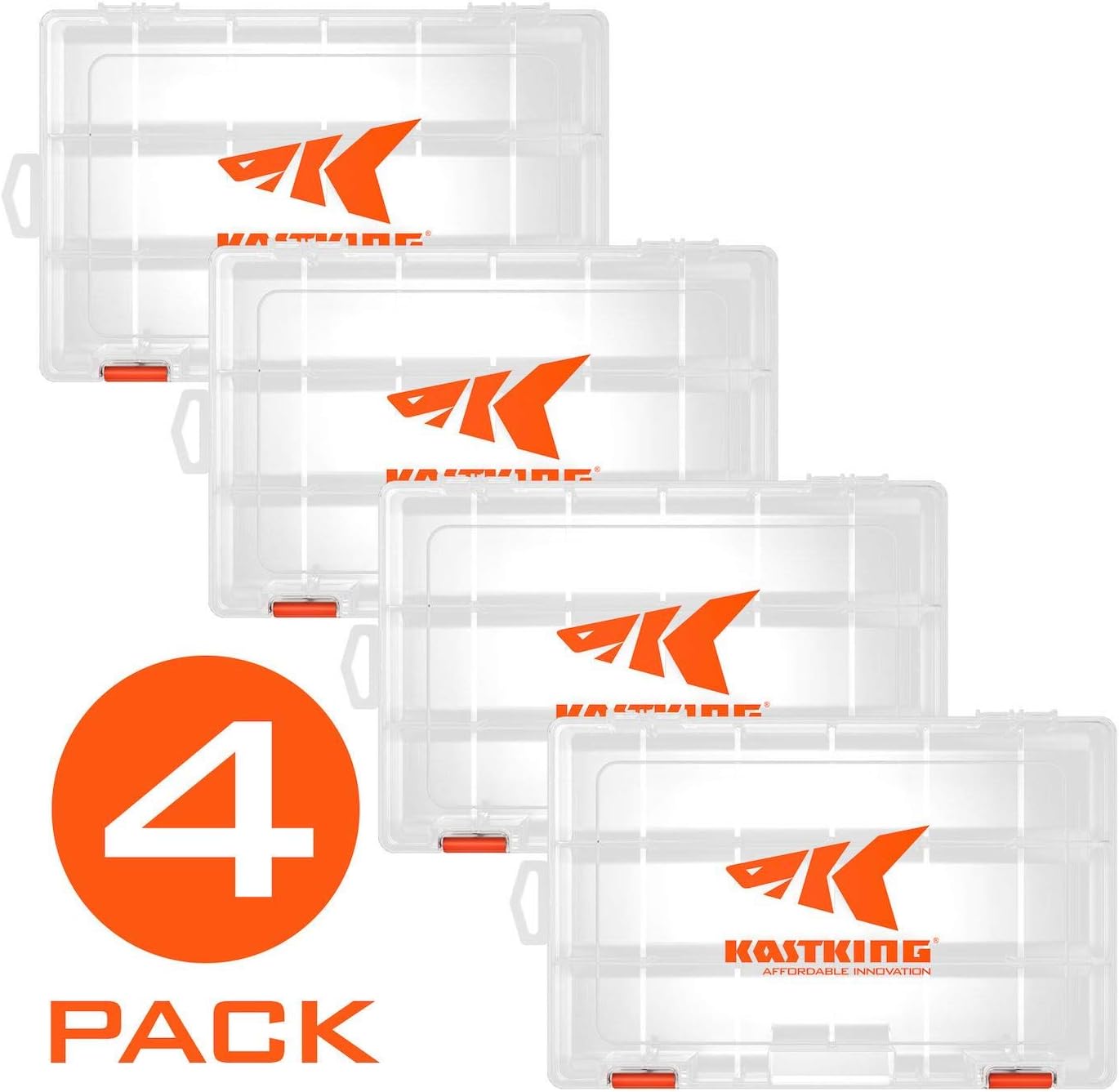 KastKing Tackle Boxes, Plastic Storage Organizer Box with Removable Dividers, 3600 Tackle Trays, Parts Box, 10.8x7.25x1.65 Inches (Pack of 4): Sports & Outdoors