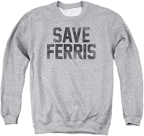 Ferris Bueller's Day Off Save Ferris Mens Crew Neck Sweatshirt Heather LG