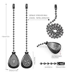 Dotlite Black Ceiling Fan Pull Chain, 4Pcs 12