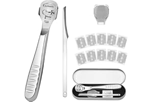 AUXSOUL Foot File Callus Remover,13 Pcs Foot Rasp Files Callus Shaver with Foot File,10* Blades,Protection Cap,Storage Box,He