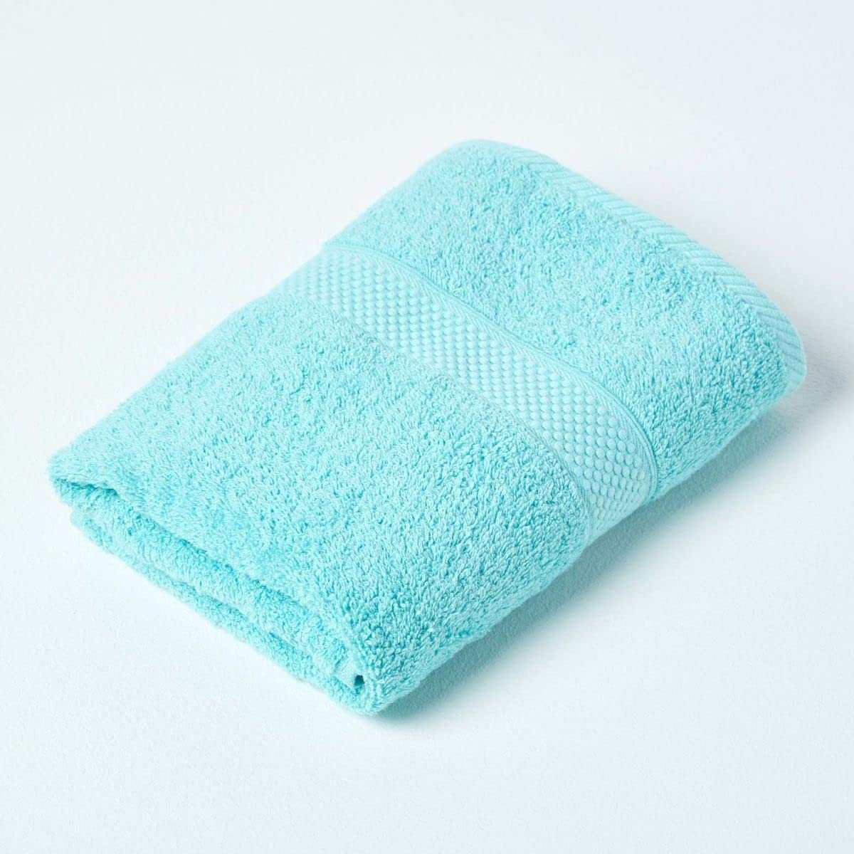 HOMESCAPES Aqua Turkish Cotton Guest Towel Super Soft Thick & Absorbent 500 GSM Towel Heavy Weight for everyday Luxury