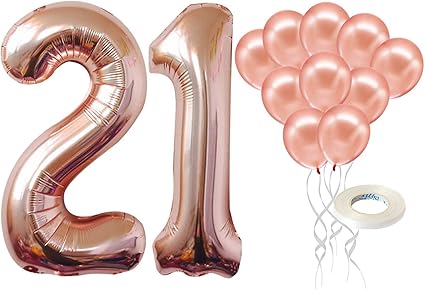 Rose Gold 21st Birthday Balloons Set 