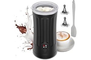 Ovetedot Milk Frother, 4-in-1 Milk Frother and Steamer, 240ml/8.1oz Automatic Hot and Cold Foam Maker, Electric Milk Frother for Coffee, Latte, Cappuccino, Matcha, Hot Chocolate(Black)