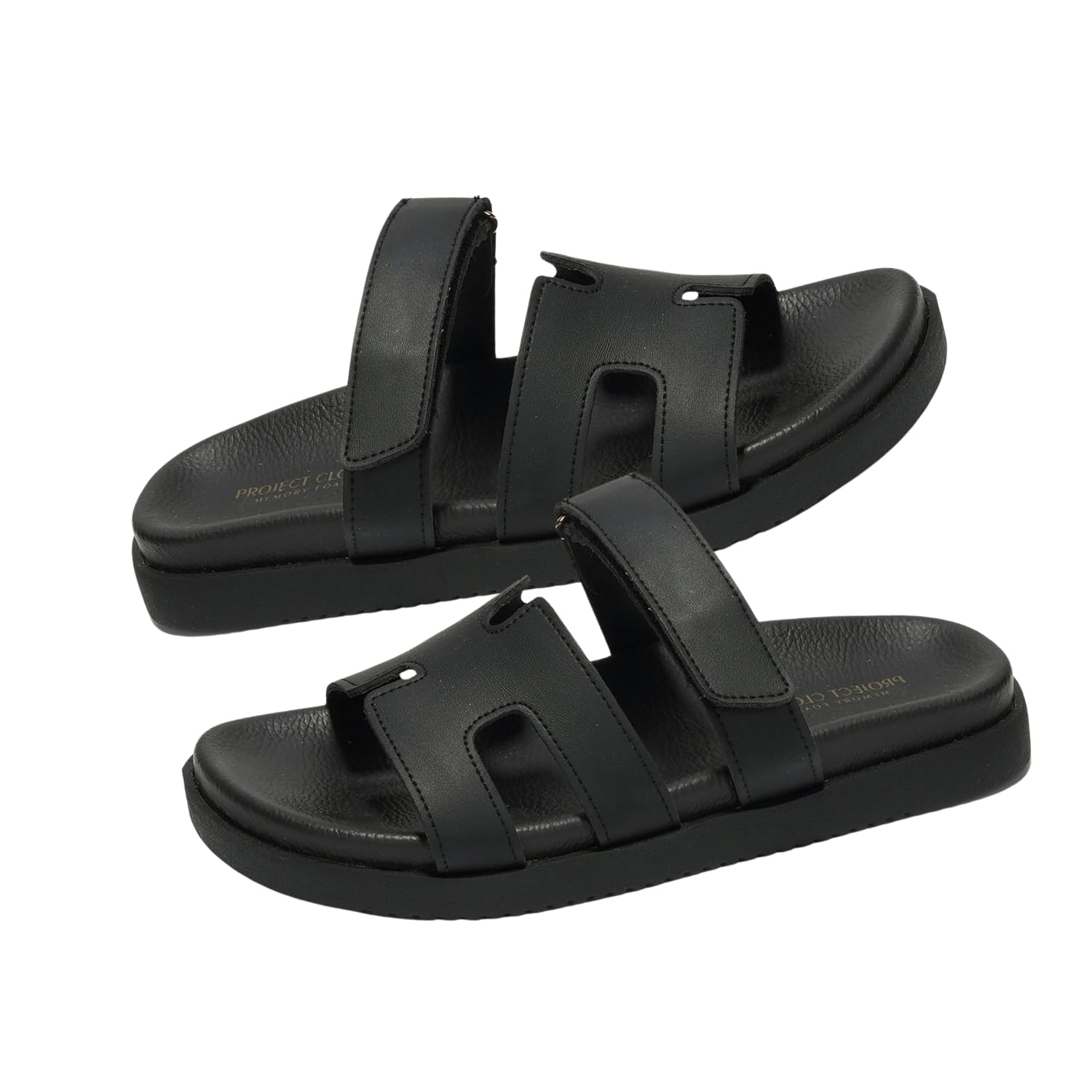 Project Cloud Genuine Leather Womens Sandals - Stylish & Comfy Sandals for Women Footwear with Memory Foam Insole - Slip-resistant Slides for Women (Mayven)